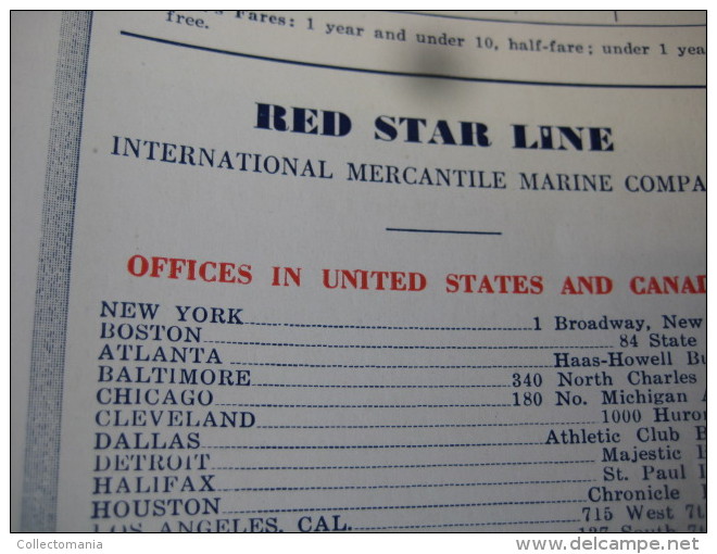 Red Star line 1931 FOLDER - schepen  PENNLAND and WESTERNLAND  - passagiers travel - fotos interior ship emigrants -