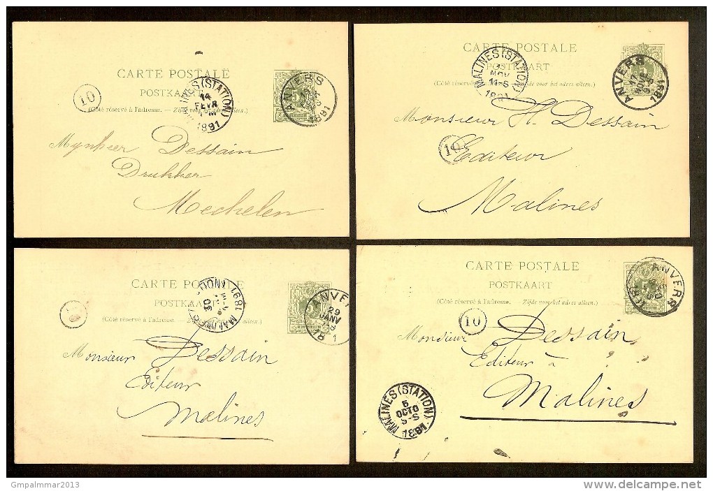 7 Postkaarten Van Nr. 45 Waarbij 3 Met Firmastempel Met O.a. Bestemming WALCOURT En GILLY (zie 2 Scans) ! - 1869-1888 León Acostado