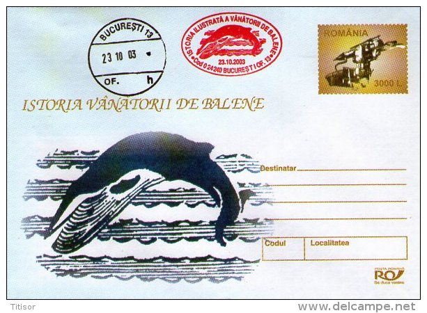 Whales 5 Postal Stationaries (red Ink). Bucuresti2003. - Whales