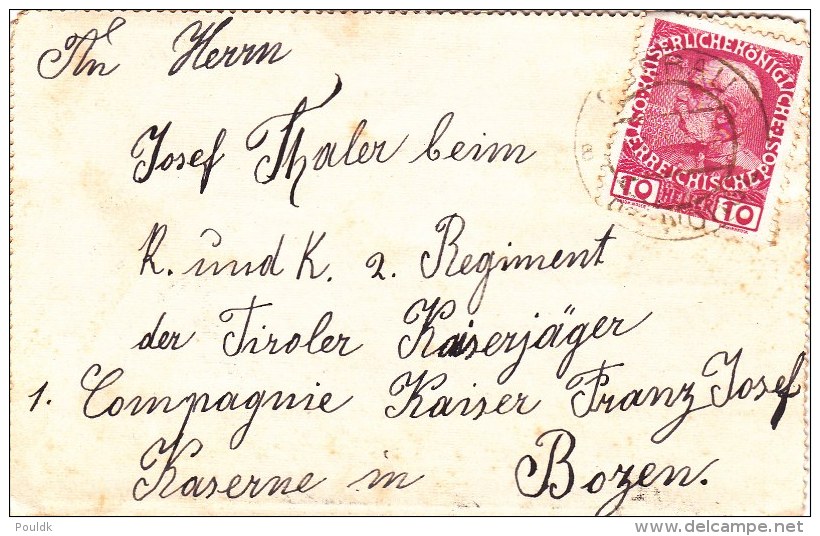 Feldpost Before WW1: To KuK 2. Regiment Der Tiroler Kaiserjäger In Bozen Dtd 15.12.1912 - Letter Inside   (G60-6) - Militaria