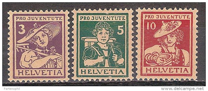 ** SVIZZERA 1916 - PRO JUVENTUTE MNH UNIFICATO N.151/153 CAT. € 215,00 - Neufs