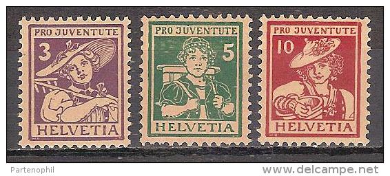 * SVIZZERA 1916 - PRO JUVENTUTE MH UNIFICATO N.151/153 CAT. € 80,00 - Unused Stamps