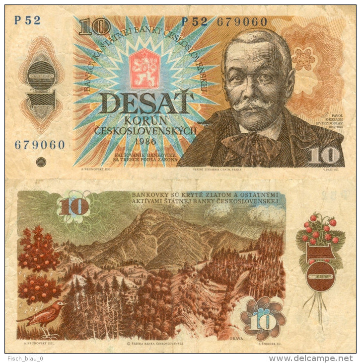 Banknote 10 Kronen Tschechoslowakei &#268;SSR Czechoslovakia &#268;eskoslovensko Korun KCS Note Geldschein Papiergeld Ze - Tschechoslowakei