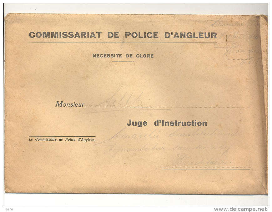 Lettre à Entête - Commisariat De Police D´ANGLEUR  Pour Le Juge D'Instruction 1948 (sf88) - 1900 – 1949