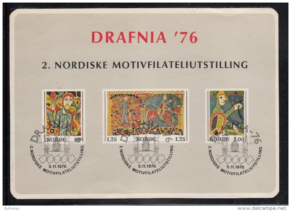 Norway Used Souvenir Card DRAFNIA '76 - Small Nick At Top - Ensayos & Reimpresiones