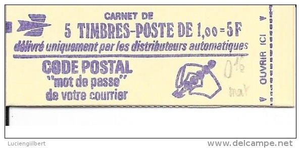 N° 1892 C1 -   MARIANNE DE BEQUET  5 Timbres  -   1f Rouge  -  Code Postal - Autres & Non Classés