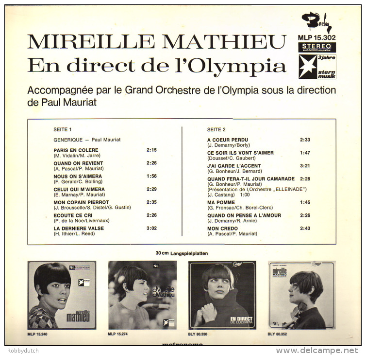 * LP *  MIREILLE MATHIEU  EN DIRECT DE L'OLYMPIA (Germany 1969 Stern Edition) - Andere - Franstalig