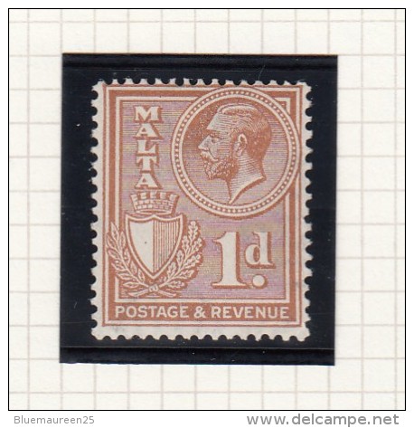 KING GEORGE V - Inscr POSTAGE AND REVENUE - Malta (...-1964)