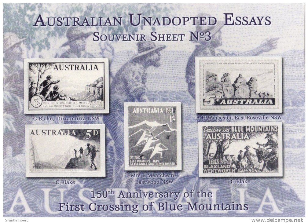 Australia 1963 Blue Mountains Crossing Anniversary Unadopted Essays Souvenir Sheet No 3 - Cinderella - Cinderelas