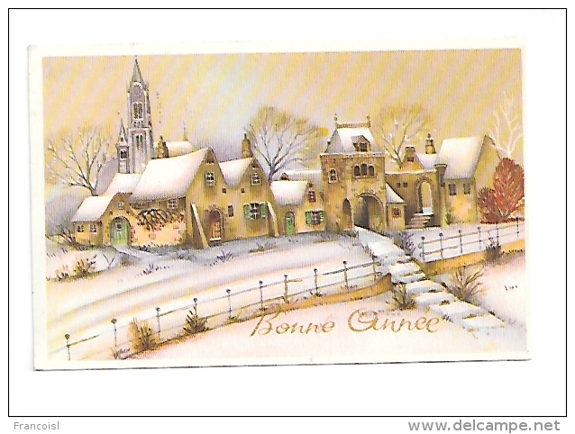 Bonne Année.Village Et Eglise Sous La Neige. 1954 - Communion