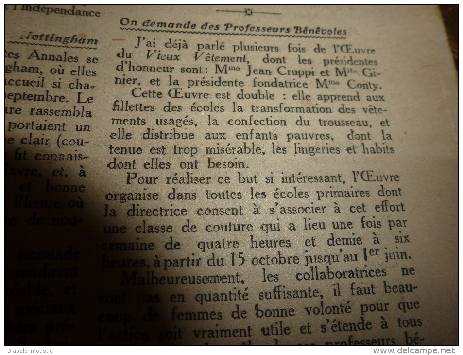 1919 :Alsace-Lorraine;HANSI; Haguenau; Odéon et incendie; Origines du pantalon rouge; VERLAINE; Oeuvre du Vieux vêtement