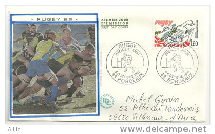 FRANCE. Rugby 1982  Bordeaux, Sur Lettre , Oblitération Illustrée FDI - Rugby