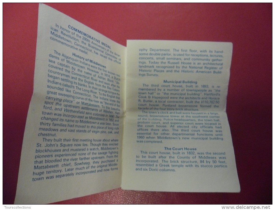 Médaille 200 ° Anniversaire De La Révolution 1776 - 1976 @ Middletown Connecticut @ Train , Cheval , Bateau à Aubes - Autres & Non Classés