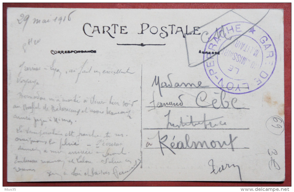 CPA-LYON-69-RHONE-PONT LAFAYETTE ET COTEAU DE FOURVIERE-ER 146- CACHET COMMISSAIRE MILITAIRE GARE DE LYON PERRACHE-1916 - Sonstige & Ohne Zuordnung