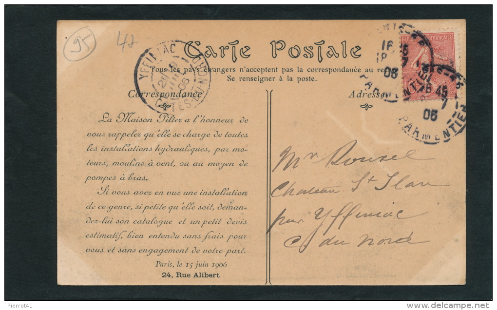 BUTRY - Moulin à Vent PILTER Avec Correspondance Au Dos De La Maison PILTER De 1905 - Butry