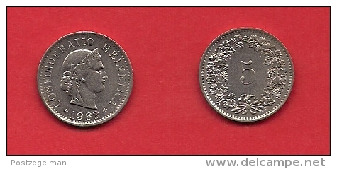 SWITZERLAND, 1955-1980,  Circulated Coin XF, 5 Rappen, Copper Nickel, KM26, C1888 - Andere & Zonder Classificatie