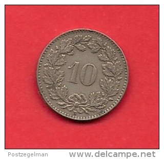 SWITZERLAND, 1954,  Circulated Coin XF, 10 Rappen, Copper Nickel, KM27, C1897 - Andere & Zonder Classificatie