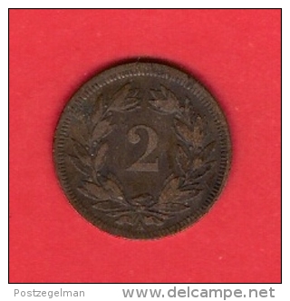 SWITZERLAND, 1851,  Circulated Coin XF, 2 Rappen, Bronza, KM4, C1901 - Andere & Zonder Classificatie