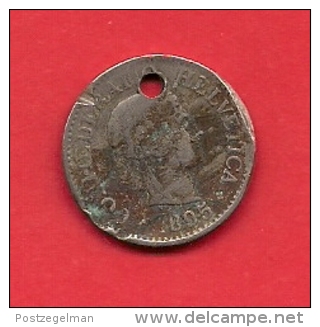 SWITZERLAND, 1895,  Circulated Coin VF, 10 Rappen, Copper Nickel (with Hole) KM27, C1902 - Andere & Zonder Classificatie