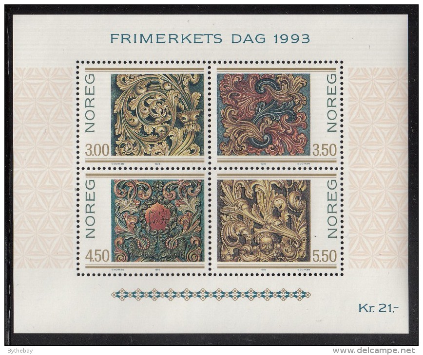 Norway MNH Scott #1046 Sheet Of 4 Scrolls - Carvings - Stamp Day - Neufs