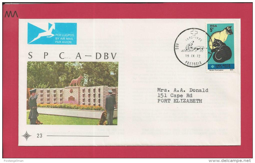 SOUTH AFRICA, 1972  , First Day Cover,nr. 23, SPCA-Cats, With Address, F1010 - Covers & Documents