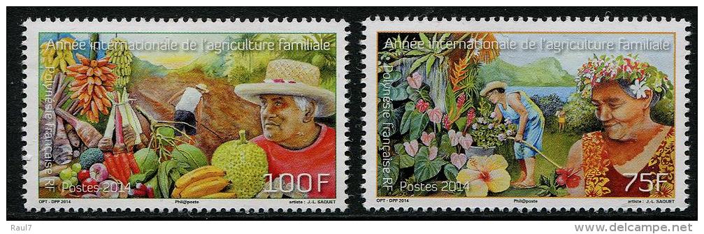 Polynésie Française 2014 - Fruits, Agriculture Familiale - 2 Val Neufs // Mnh - Ungebraucht