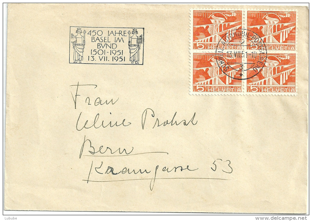 Sonderstempel  "450 Jahre Basel Im Bund"             1951 - Storia Postale