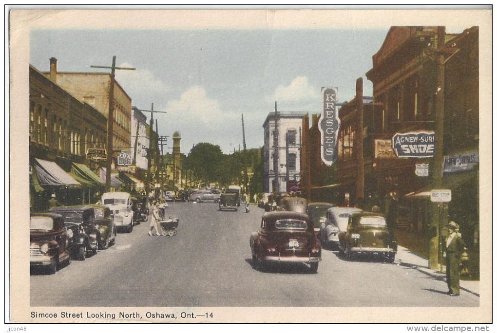 Oshawa, Simcoe Street. (London, Ontario - Irvine Scotland  Aug.18.1950) - Oshawa