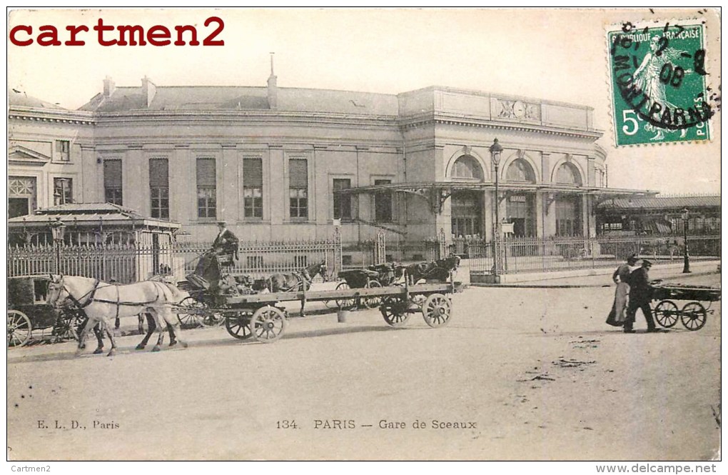 PARIS LA GARE DE SCEAUX ANIMEE ATTELAGE 75 - District 14