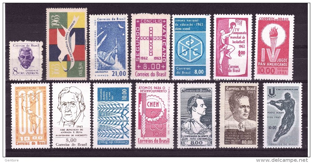 BRAZIL 1963 Issue Of The Year (not Cpl.) Yvert Cat N° 727/36-738/49  Mint Never Hinged** - Unused Stamps