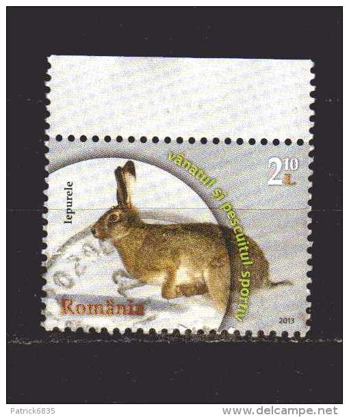 Romania - ° 2013 -  Animali Lepre.  Bordo Di Foglio - Usado