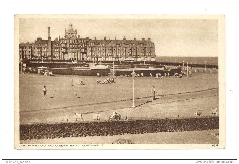 Cp, Angleterre, Clliftonville, Oval Banstand And Queen's Hotel, Voyagée 1954 - Margate