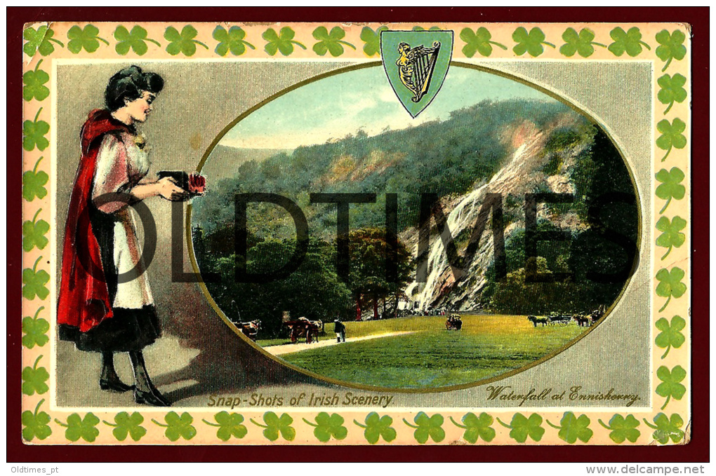 IRELAND - WICKLOW - WATERFALL AT ENNISKERRY - 1920 EMBOSSED PC - Wicklow