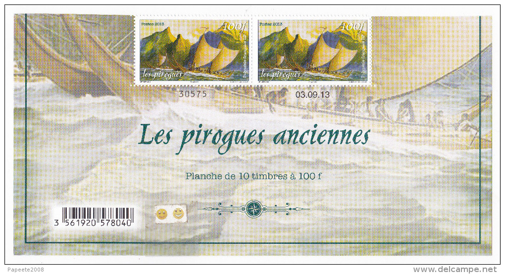 Polynésie Française / Tahiti - Les Pirogues Anciennes / 100 F / Numéroté Et Daté / 2013 - Unused Stamps