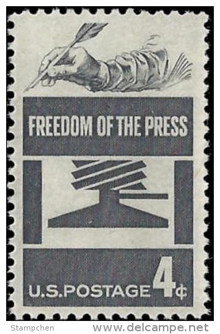 1958 USA Freedom Of Press Stamp Sc#1119 Hand Quill Pen Journalism - Other & Unclassified