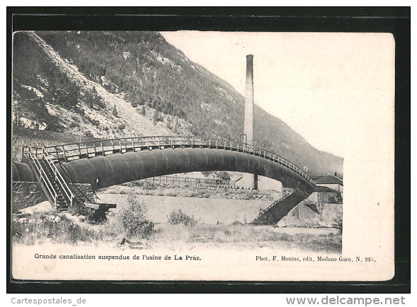 CPA La Praz, Grande Canalisation Suspendue De L'usine De La Praz - Autres & Non Classés