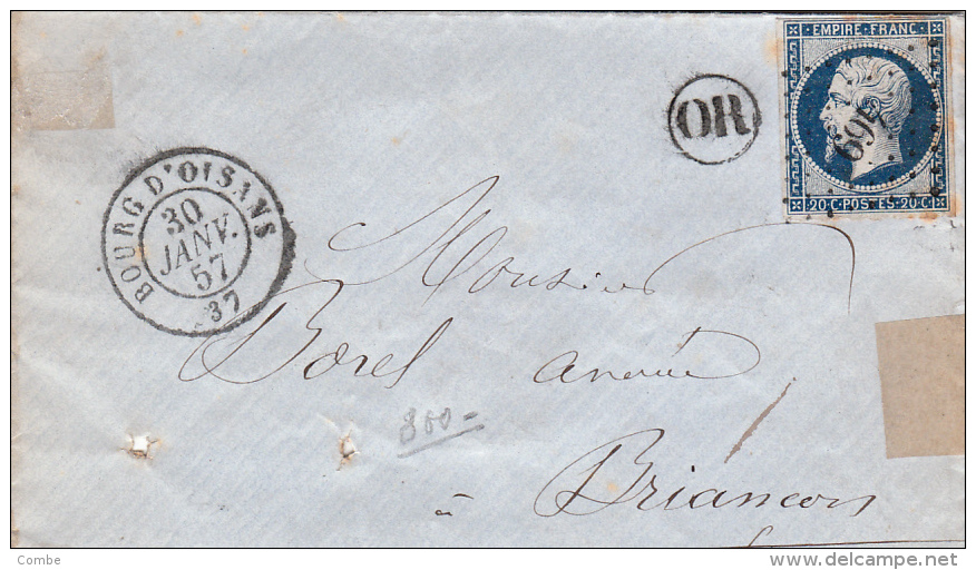 1857 ISERE, LETTRE, PC 469 BOURG D'OISANS Pour BRIANCON, OR   /5321 - 1849-1876: Classic Period
