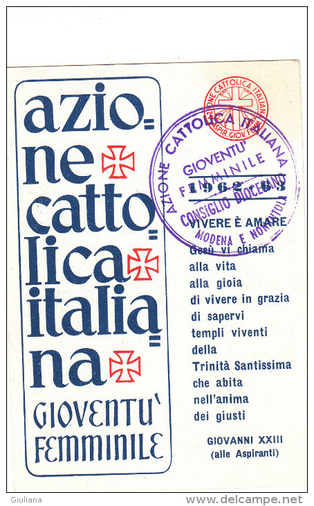 Tessera Azione NCattolica Italia Gioventù Femminile-Sezione Aspiranti - Gebührenstempel, Impoststempel