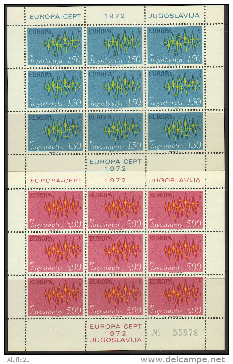 YOUGOSLAVIE - Lot De 2 FEUILLETS De 9 Timbres Europa - Année 1972 - Neufs Sans Charnière - 1972