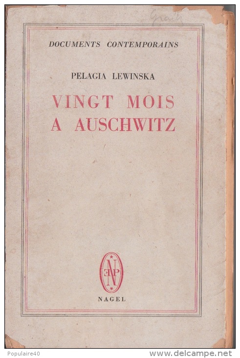 Vingt Mois à Auschwitz Pelagia Lewinska RARE Déportée Déportation Holocauste Shoah Camp Concentration - Other & Unclassified