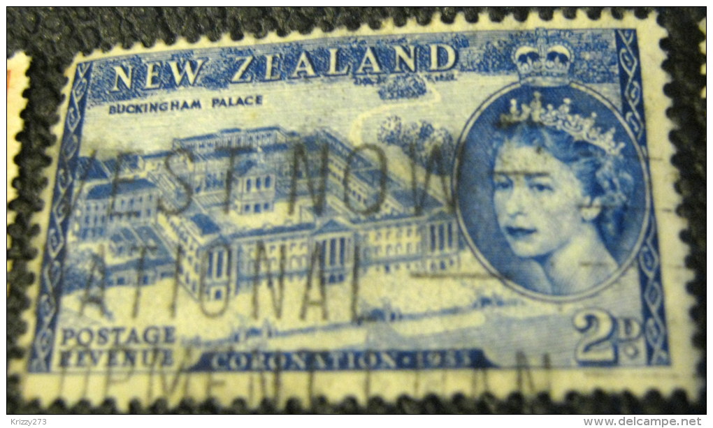 New Zealand 1953 Inauguration Of Queen Elizabeth II Buckingham Palace 2d - Used - Unused Stamps