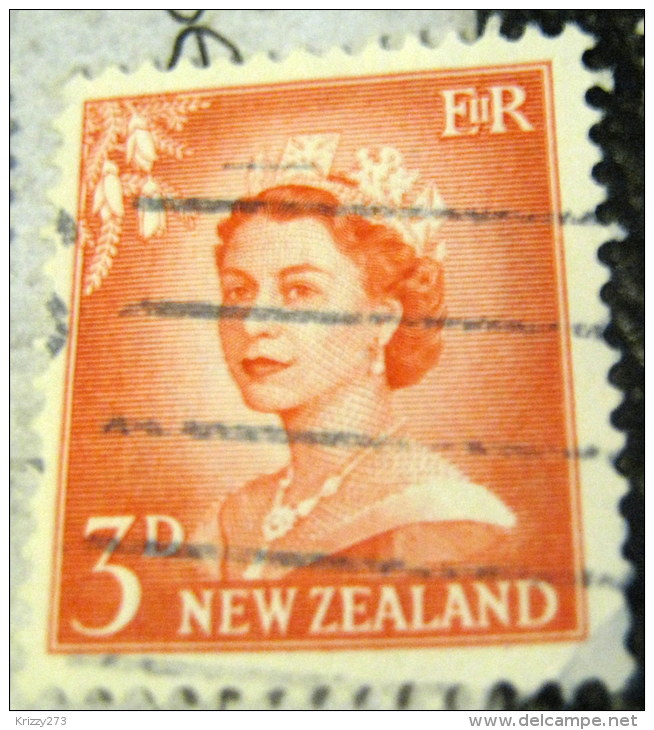 New Zealand 1955 Queen Elizabeth II 3d - Used - Unused Stamps
