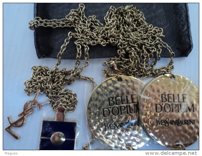 YVES SAINT LAURENT " BELLE D'OPIUM" SUPERBE COLLIER 4 BRELOQUES  VOIR !!! & LIRE !! - Miniatures Femmes (avec Boite)