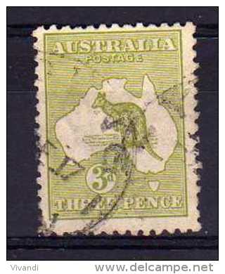 Australia - 1915 - 3d Kangaroo (Die II, Olive Green) - Used - Usados
