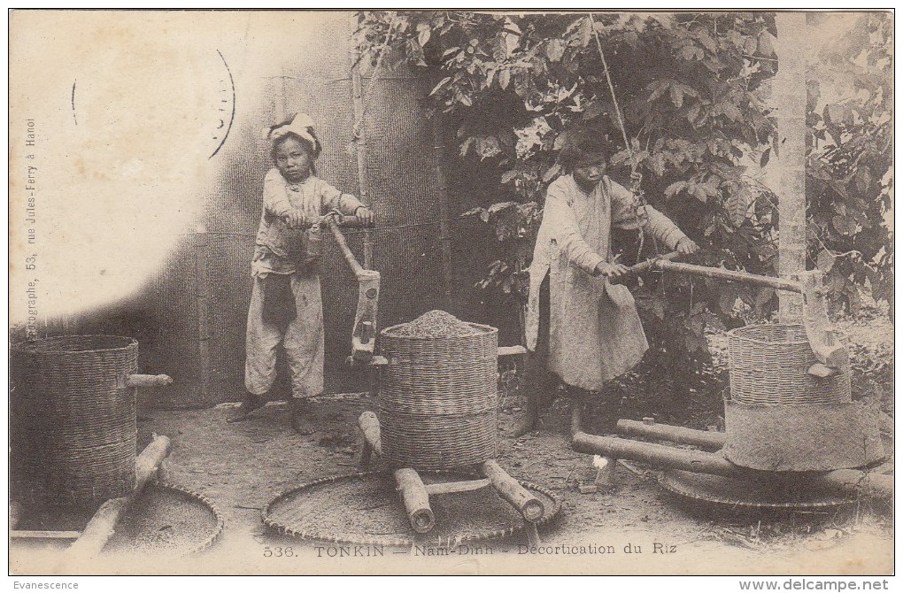 TONKIN / NAM DINH  DECORTICATION DU RIZ     /////   MARS 14 / REF 1904 - Tibet