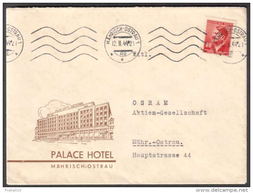 BuM1442 - Böhmen Und Mähren (1944) Mährisch-Ostrau 1 (sender: Palace Hotel Mährisch-Ostrau) - Hotels, Restaurants & Cafés