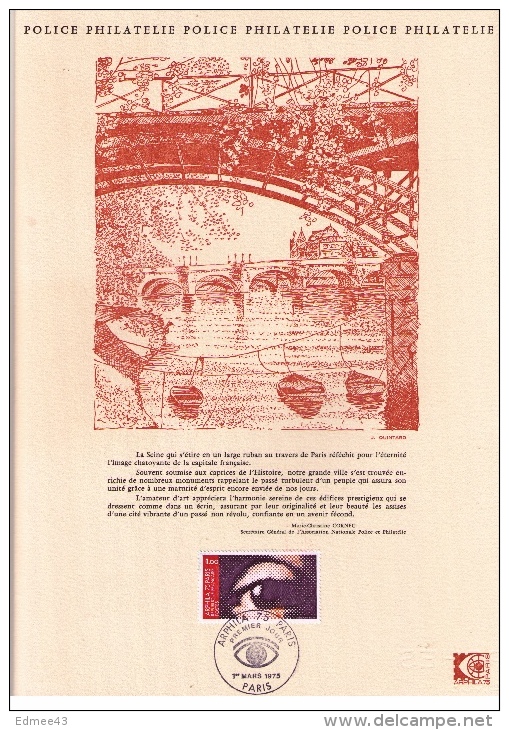 Rare encart philatélique numéroté, dépliant 8 pages, ARPHILA, Police, Paris, 1975