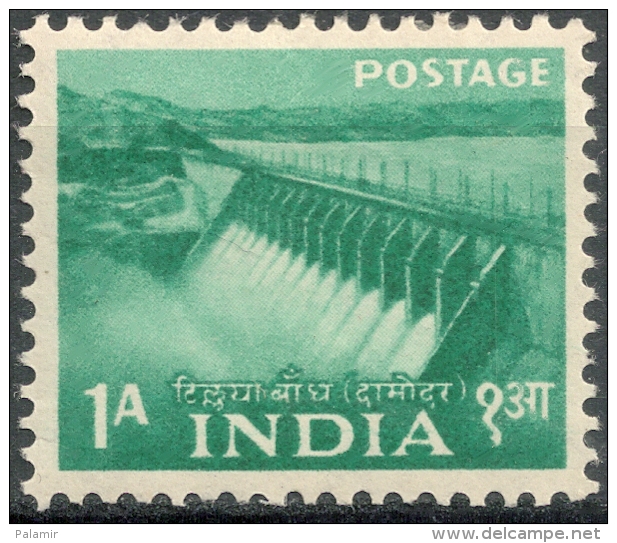 India 1955 - 1A Damodar Valley Dam  -  Wmk Stars   MH  Scott 257 - Unused Stamps