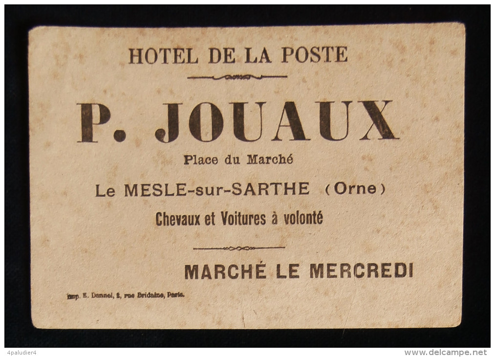 NORMANDIE HOTEL DE LA POSTE P. JOUAUX Place Du Marché LE MESLE-sur-SARTHE ( Orne) Buvard Publicitaire - Other & Unclassified