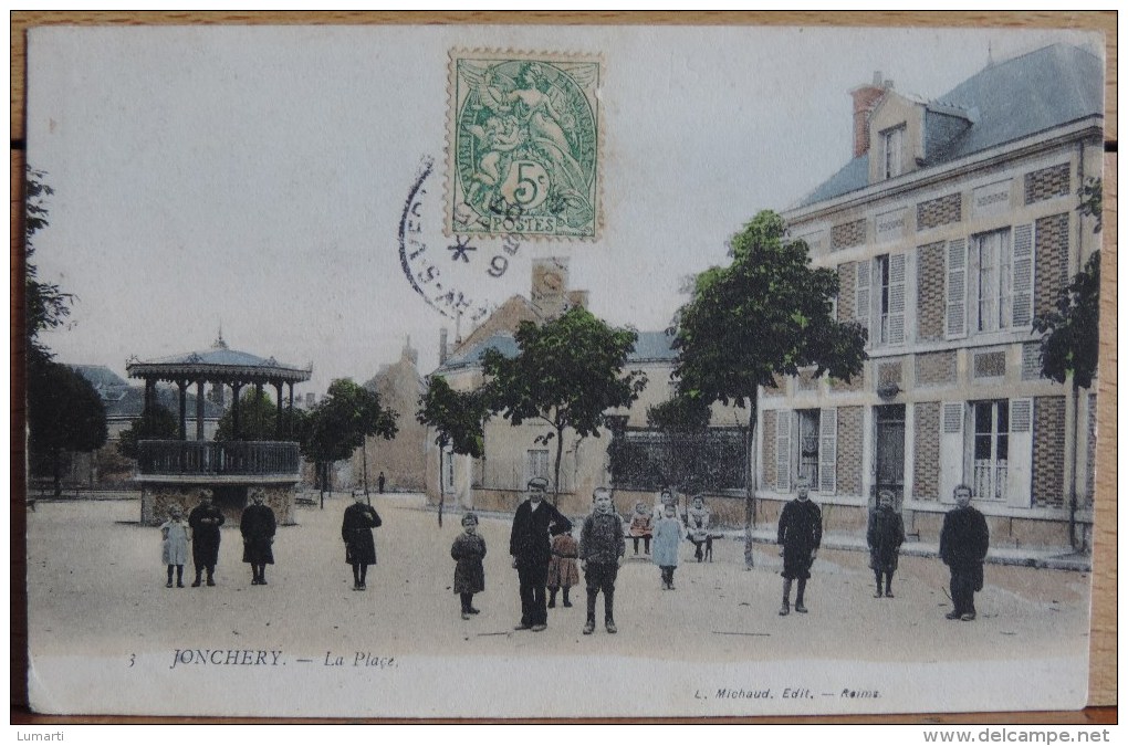 Cpa D51 -N°3 - Jonchery - La Place - 1907. - Jonchery-sur-Vesle